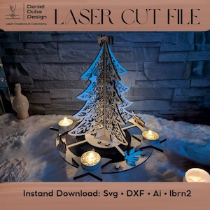 Digital laser file Advent wreath | 3D wooden Christmas decoration | Laser cut file | Christmas | Winter decoration | Advent | 4 mm SVG DXF AI lbrn2