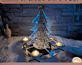Digital laser file Advent wreath | 3D wooden Christmas decoration | Laser cut file | Christmas | Winter decoration | Advent | 4 mm SVG DXF AI lbrn2