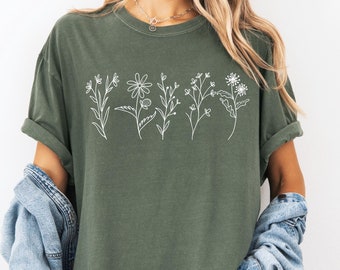 Comfort Colors® Wildflower Shirt, Floral Cottagecore Shirt, Botanical Shirt, Flower Shirt, Nature Shirt, Wildflower Tshirt,Wild Flower Shirt