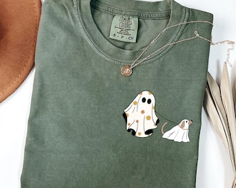 Chemise pour chien fantôme ute Comfort Colors®, cadeau d'Halloween pour les amoureux des chiens, chemise pour chien d'Halloween, saison effrayante, chemise d'Halloween pour femme, t-shirt graphique d'automne