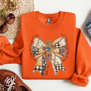 Patchwork Coquette Bow Psalm 46:5 Bible Verse Shirt, Womens Christian Shirt, Girly Christian Tee, Religious Gifts Sweatshirt,Bible Verse Tee image 3