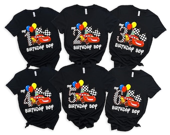 Watercolor Birthday Lightning McQueen Shirt, Birthday Boy Car Tee, Disney Family Birthday Shirt, Pixar Lightning McQueen Birthday Girl Shirt