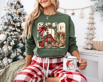 Small Town Christmas Sweatshirt, Country Christmas Shirt, Farmer Christmas Sweatshirt, Small Town Family Christmas Tee, Retro Xmas Tee