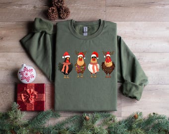 Christmas Chicken Shirt, Christmas Chicken, Christmas Lovers Shirt, Chicken Lovers, Christmas Lights Shirt, Farm Christmas Shirt,Chicken Mom
