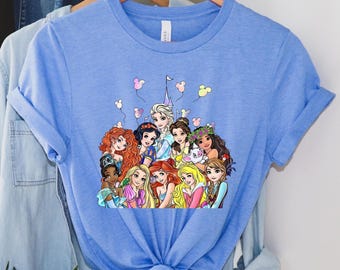 Disney Princess Shirt, Watercolor Princess Shirt, Disney Trip T-Shirt, Cute Disney Princess T-shirt, Disneyworld Princess Girls Trip Shirt
