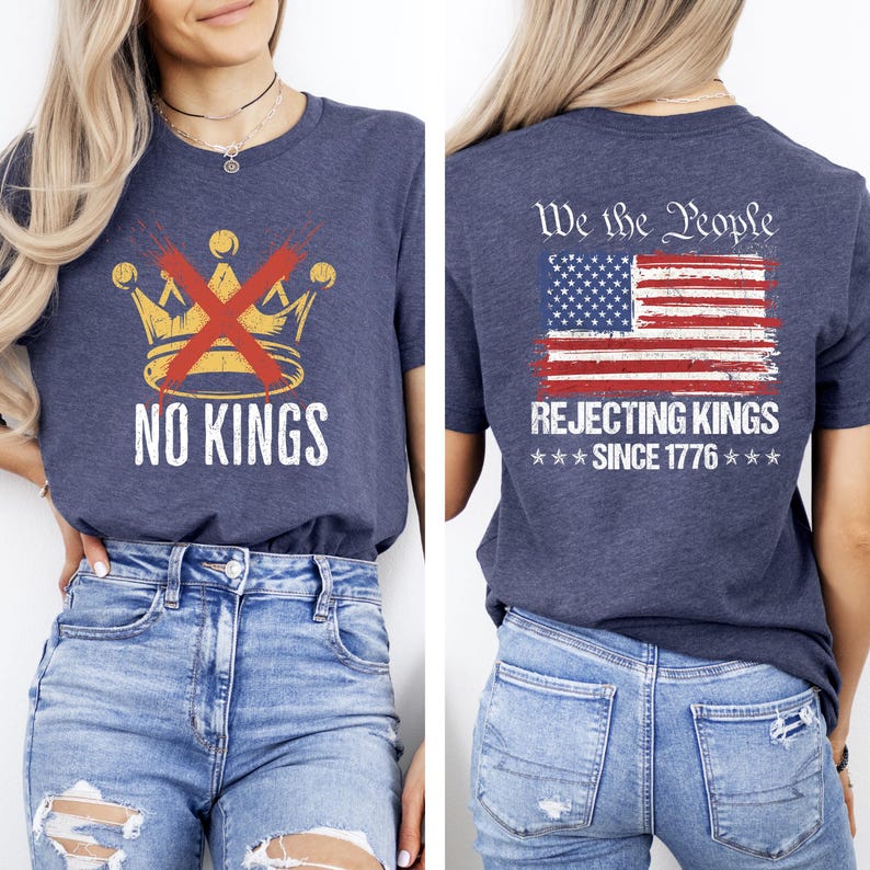 No Kings in America Shirt, Crown No Kings Shirt, Anti Trump Shirt,2 sided Political Shirts, Anti Maga Shirts, Protest Shirts, Nope Kings image 5