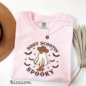 Comfort Colors® Boot Scootin Spooky Western Ghost Shirt, Halloween Cowboy Tee, Cute Ghost Sweatshirt, Country Halloween Comfort Colors Tee