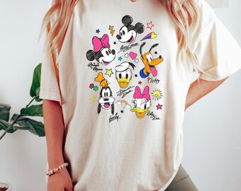 Mickey and Friends Signatures Shirt, Magical Sweatshirt, Disney Characters T-Shirt, Disney Mouse Head Tee, Mickey and Co Gift, Disney Shirt