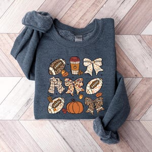 Fall Patchwork Football Coquette Bow Shirt, Fall Coquette Bow T-Shirt, Checkered Pumpkin Shirt, Fall Football Shirt, Patchwork Pumpkin Tee