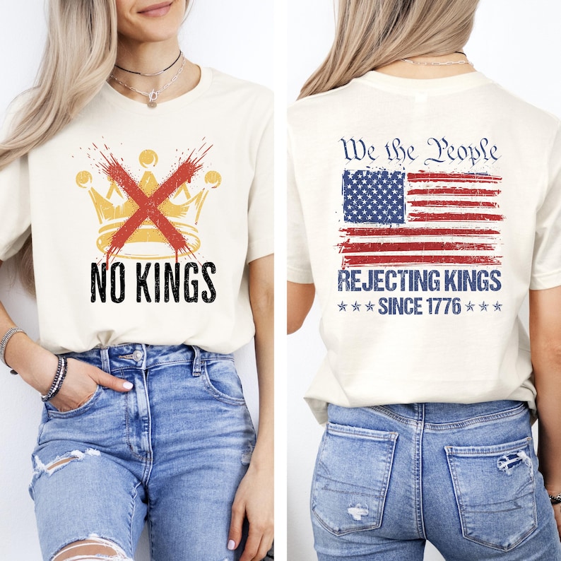 No Kings in America Shirt, Crown No Kings Shirt, Anti Trump Shirt,2 sided Political Shirts, Anti Maga Shirts, Protest Shirts, Nope Kings image 3