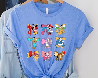 Mickey Friends Tee, Minnie Bow Coquette, Womens Disneyworld T-shirt, Bow Pluto Daisy Donald Shirt, Cute Disney Top Shirt ,Disneyland Gift