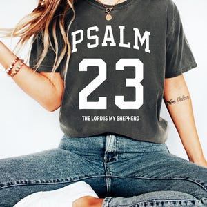 Bible Verse Football Sweatshirt, Psalm 23 The Lord Is My Shepherd, Christian Football Shirt, Game Day Football Season Tee, Football Mom Gift image 3