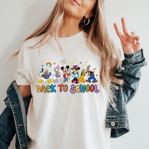 Camiseta de Disney para la vuelta al cole, camiseta escolar de Mickey y sus amigos, camiseta de Disney para profesores, camiseta del primer día de clases, camiseta de profesor de primaria