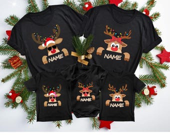 Reindeer Family Christmas Shirt,Personalized Christmas Family Shirt,Custom Family Name Tee,Funny Christmas Tee,Gift For Christmas,Xmas Gift