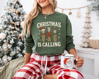 Christmas is Calling Duck Hunt Christmas Sweatshirt, Funny Duck Hunting Tee, Outdoor Waterfowl Hunting Tee, Sportsman Tee, Mens Xmas Sweater