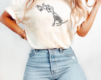 Skeleton Dog Boop Shirt, Funny Halloween T-Shirt With Bones, Spooky Dog Lover Tee, Pet Skeleton Shirt, Halloween Sweatshirt For Fall