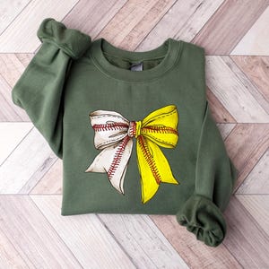Softball Shirt, Coquette Softball Sweatshirt, Softball Bow Shirt, Softball Mom Shirt, Game Day Shirt, Baseball Mom Shirt, Game Day Shirt image 2