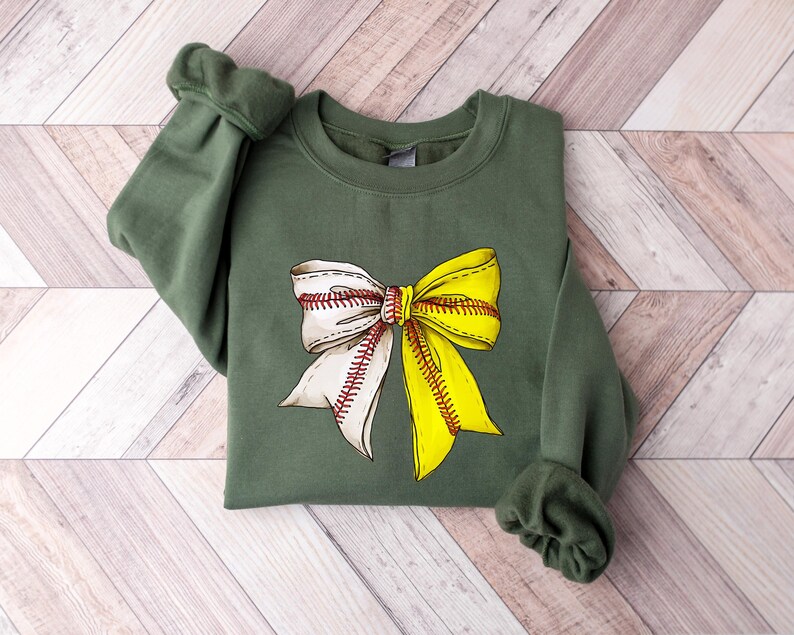 Softball Shirt, Coquette Softball Sweatshirt, Softball Bow Shirt, Softball Mom Shirt, Game Day Shirt, Baseball Mom Shirt, Game Day Shirt image 2