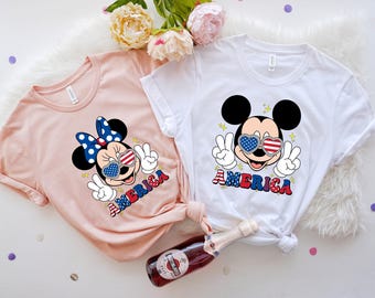Disney Memorial Day Shirt, Mickey and Friends Disney Castle Happy 4th of July Shirt, Mickey And Minnie American Shirt, Mickey Minnie Shirt