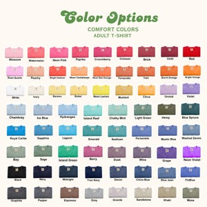 a grid of various colored t-shirts, each with a different color option.