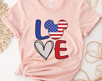 Love America 4th Of July Shirt, Disneyland Patriotic Tee, Magical Independence Day, Disney World Shirt, Mickey and Friends Disney Shirts