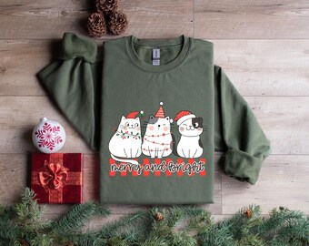 Meowy Christmas Sweatshirt,Happy Cat Year Shirt,Funny Christmas Cat Shirt,Cat Christmas Sweatshirt,Cats Sweatshirt,Cat Lover Christmas Shirt