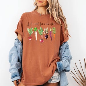 Comfort Colors® Lets Roots For Each Other Vegetable Shirt, Uplifting Shirt, Spring T Shirt, Gardening Tee, Turnip Gift, Carrot Outfit image 4