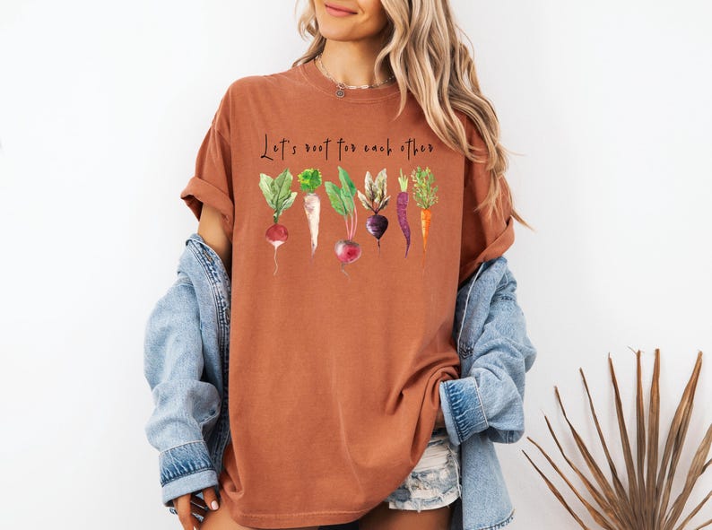 Comfort Colors® Lets Roots For Each Other Vegetable Shirt, Uplifting Shirt, Spring T Shirt, Gardening Tee, Turnip Gift, Carrot Outfit image 4