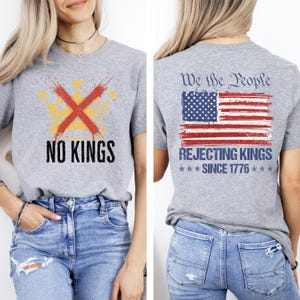 No Kings in America Shirt, Crown No Kings Shirt, Anti Trump Shirt,2 sided Political Shirts, Anti Maga Shirts, Protest Shirts, Nope Kings image 2