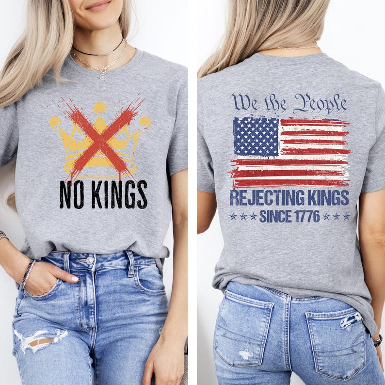 No Kings in America Shirt, Crown No Kings Shirt, Anti Trump Shirt,2 sided Political Shirts, Anti Maga Shirts, Protest Shirts, Nope Kings image 2