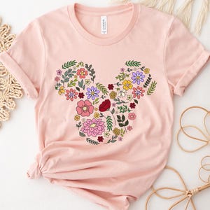 Floral Mickey Head Shirt, Disney Floral Mouse Ears Tee, Flower Mickey Shirt, Disney Vacation Tee, Disneyworld Shirt, Mickey Head Shirt Gift image 1