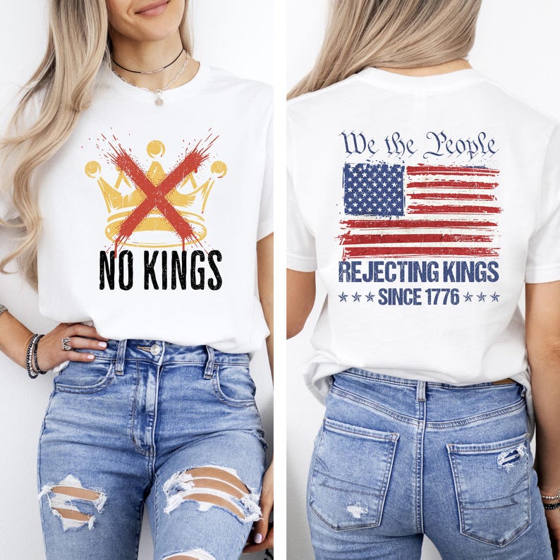 No Kings in America Shirt, Crown No Kings Shirt, Anti Trump Shirt,2 sided Political Shirts, Anti Maga Shirts, Protest Shirts, Nope Kings image 4