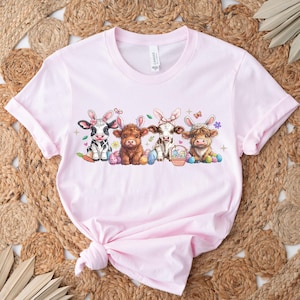 Cow Easter Shirt, Easter Heifer Easter Sweatshirt, Easter Farm Animal Tee, Easter Day Gift, Highland Cow Crewneck, Easter Cute Cow Shirt