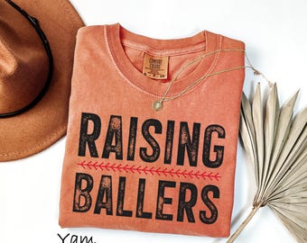 Comfort Colors® Raising Ballers T-Shirt, Vintage Aesthetic Shirt, Sports Mom, Sports Dad, Tailgating Shirt, Premium Unisex Sports Shirt