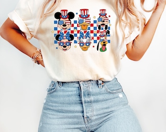 Mickey Mouse & Friends 4th Of July Retro Shirt, Disney Independence Day Tee, WDW Magic Kingdom Disneyland Trip Family Vacation Gift