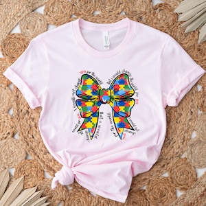 Coquette Autism Sweatshirt, Puzzle Autism Ribbon Shirt, Autism Bow Shirt, Autism Teacher Shirt, Coquette Autism Bow Tee, Autism Mom Gift zdjęcie 4
