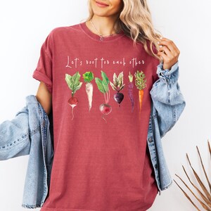 Comfort Colors® Lets Roots For Each Other Vegetable Shirt, Uplifting Shirt, Spring T Shirt, Gardening Tee, Turnip Gift, Carrot Outfit image 3