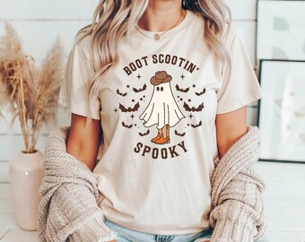 Boot Scootin Spooky Sweatshirt, Cute Spooky Shirt, Halloween Gift, Halloween Shirt ,Cowboy Ghost Shirt, Western Halloween Shirt