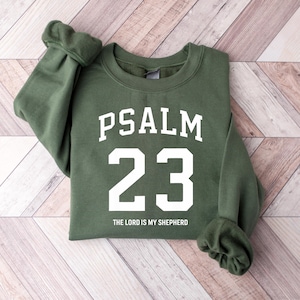 Bible Verse Football Sweatshirt, Psalm 23 The Lord Is My Shepherd, Christian Football Shirt, Game Day Football Season Tee, Football Mom Gift image 1