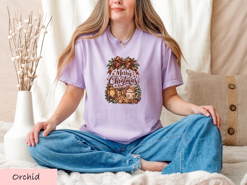 Camiseta navideña Comfort Colors Merry Christmas, camiseta navideña ...