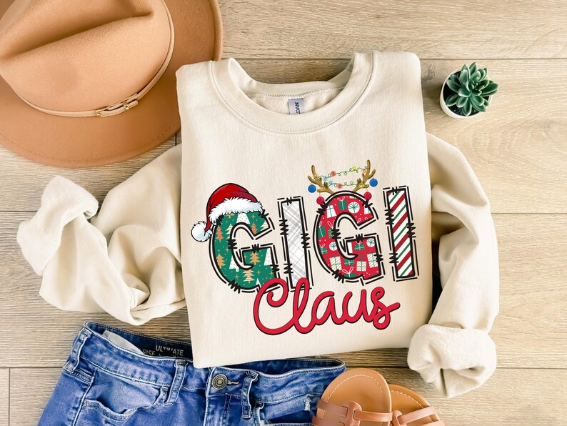 Glitter Gigi Sweatshirt, Christmas Gigi Sweatshirt, Gigi Sweater, Gigi And Grandkids Sweatshirt, Gifts For Mimi Mom Nana Gigi Gifts image 2