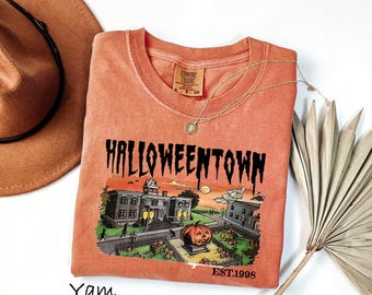 Comfort Colors® Halloweentown Est 1998 Shirt, Vintage Halloween Graphic T-Shirt, Retro Spooky Tee For Fall, Halloween Town Sweatshirt