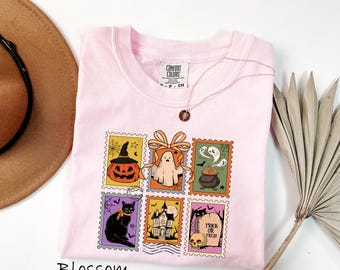 Comfort Colors® Halloween shirt, retro pumpkin ghost t-shirt, spooky fall tee, cute haunted house sweatshirt, trick or treat Halloween shirt