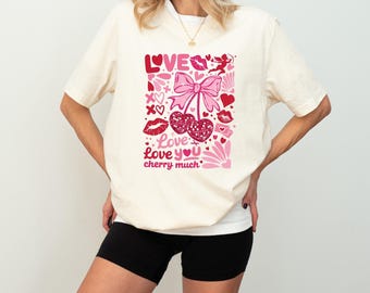 Love You Cherry Much Shirt, Valentine's Day Tee, Heart Cherry Shirt, Couples Matching Sweatshirt, Valentine Theme Shirt, Couples Trip Tee