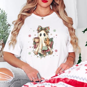 Ghost Christmas Patchwork Shirt, Trendy Christmas Patchwork Shirt, Patchwork Ghost Christmas Shirt, Christmas Ghost Shirt