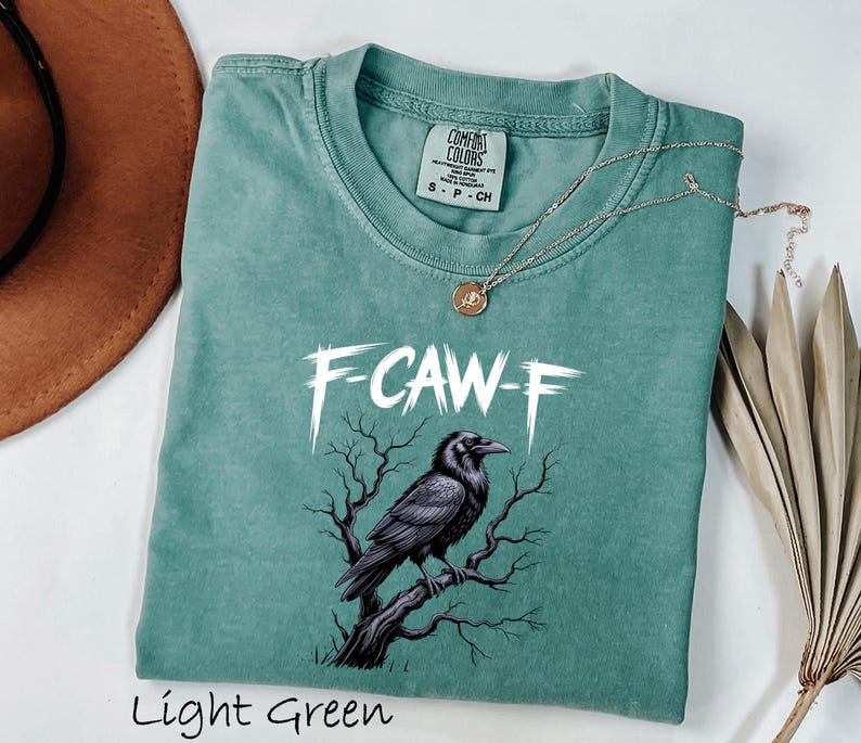 Comfort Colors® F-CAW-F Funny Crow Shirt, Black Raven Moonlit Tee, Dark Humor Bird Lover Gift, Gothic Crow Graphic T-Shirt image 5