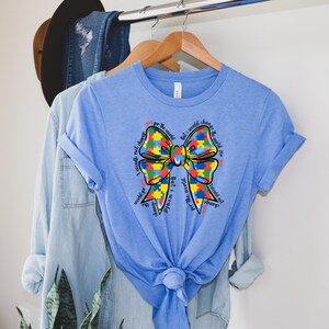 Coquette Autism Sweatshirt, Puzzle Autism Ribbon Shirt, Autism Bow Shirt, Autism Teacher Shirt, Coquette Autism Bow Tee, Autism Mom Gift zdjęcie 2