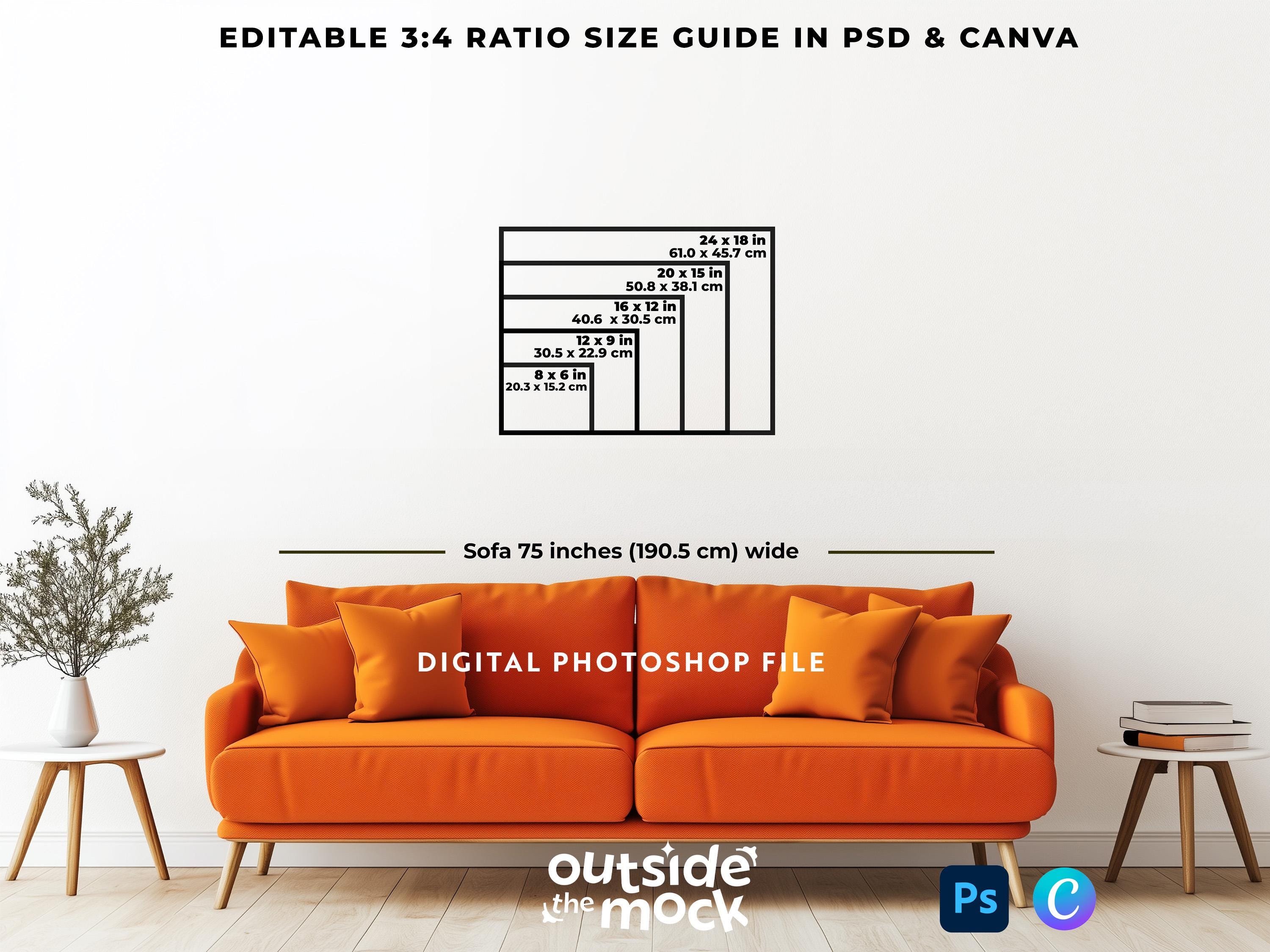 Horizontal 3x4 Frame Size Guide Mockup 3x4 Ratio Chart 6x8 to 18x24 ...