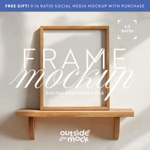 8x10 Wood Frame, Vertical Wood Frame Mockup, Modern Wooden Mockup for Art and Prints, Digital Vertical Frame, Wall Mockup Template, Wall