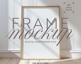 DIN A Frame Mockup, Frame Panelled Wall Template for Photoshop, PSD Mockup for Prints & Artwork, Digital Frame Display Mockup With Free Gift